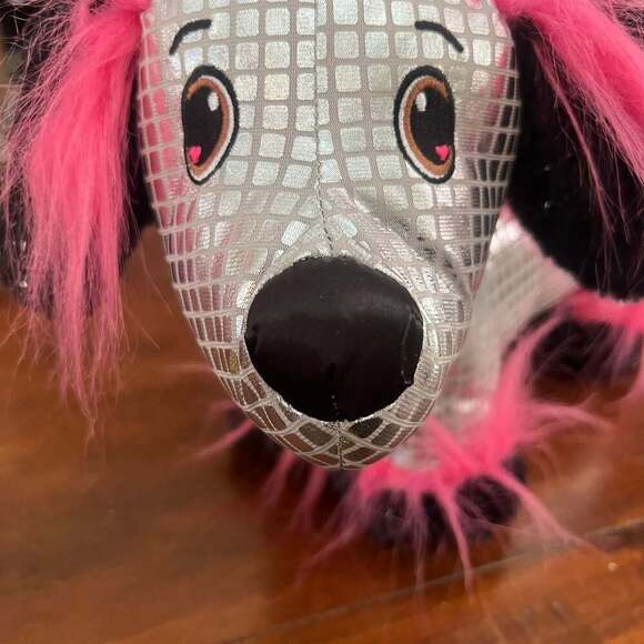 Douglas Quilted Puppy Dog Black White Flowered Fabric 10in Plush 2010 Pink Bow - Picture 1 of 3